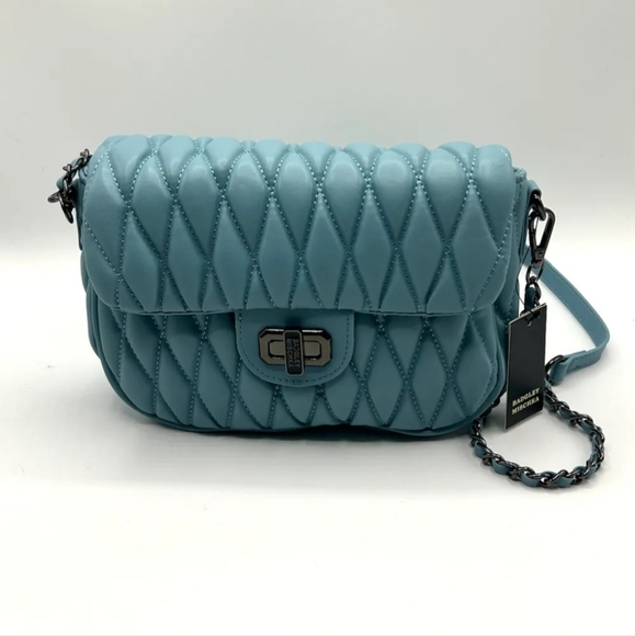 NWT Badgley Mischka Mini Blue Quilted Shoulder Bag - Picture 1 of 2